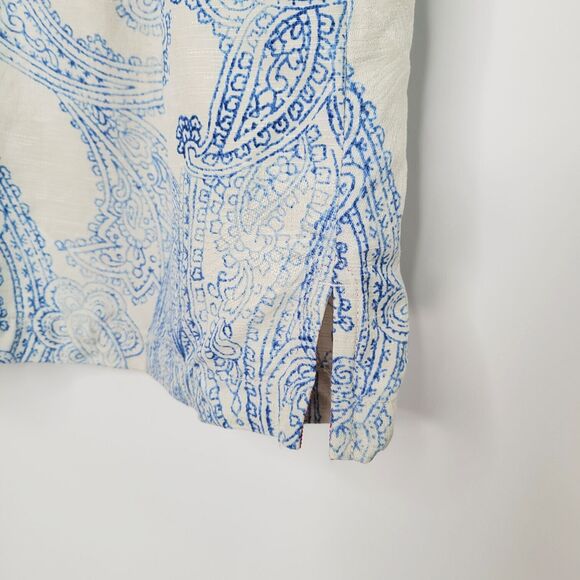 TOMMY BAHAMA Off-White Blue Button Up Size XL Paisley Print Embossed Silk - Picture 7 of 12